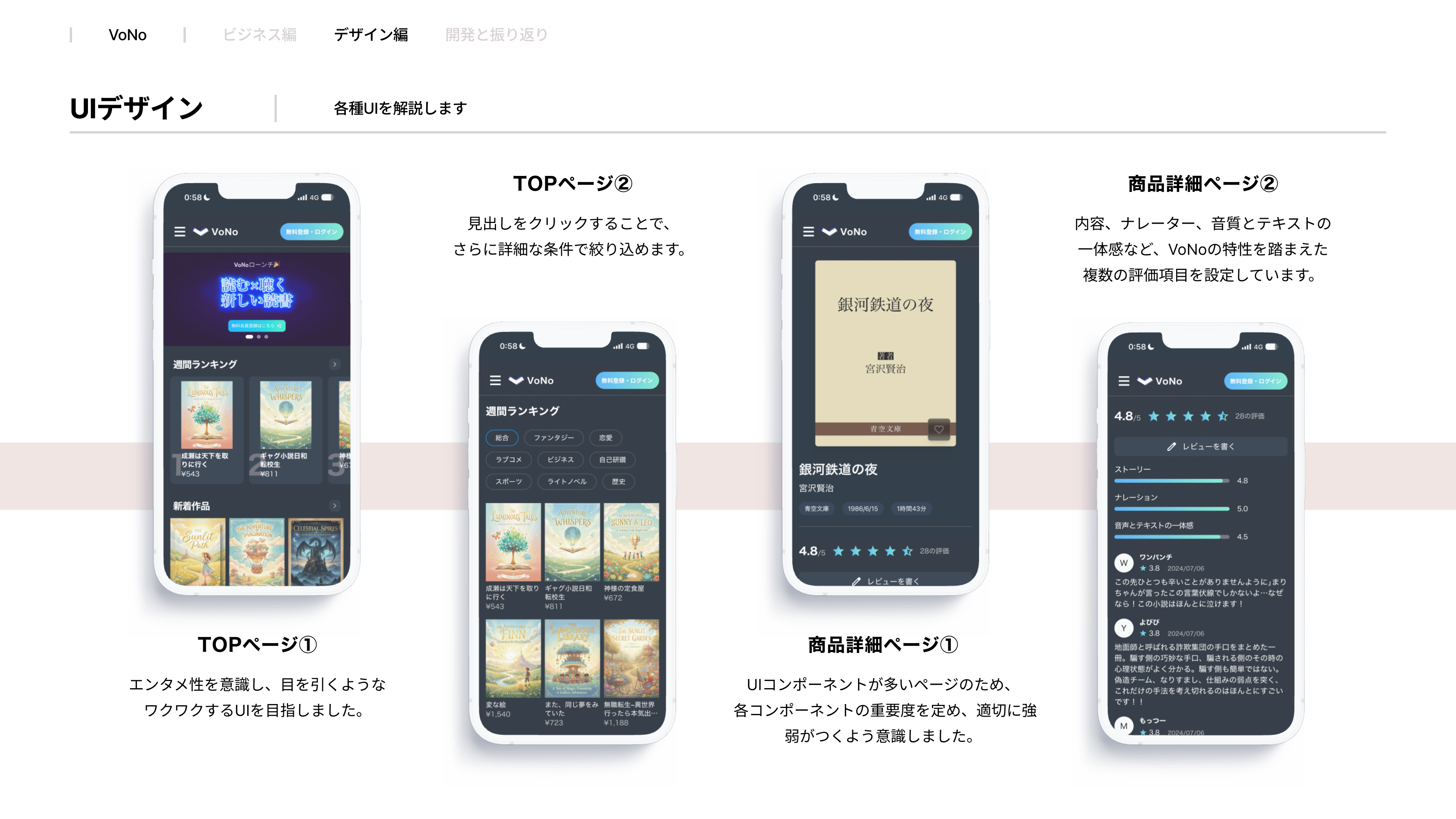 TOPページ、商品詳細ページ